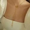 Premium Metal Copper Plated 18K Real Gold Fringed Pearl Pendant Long Sweater Chain Trendy Daily Accessories Necklace