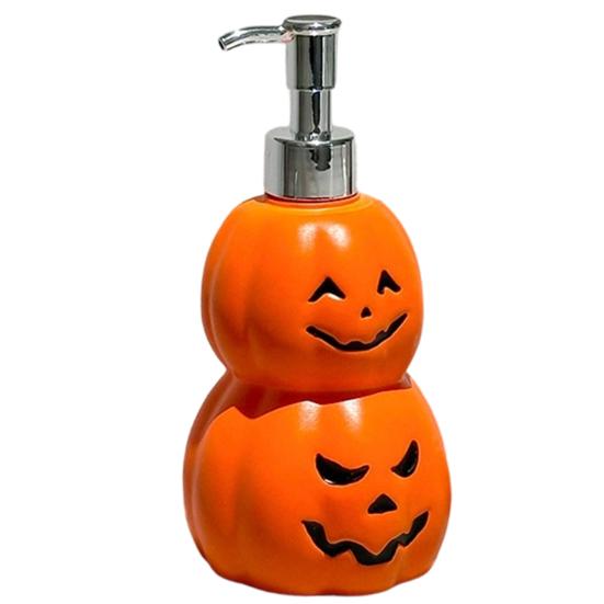 Creative Lotion Pump Halloween Pumpkin Soap Dispenser, Refillable Liquid Hand Bottle, Seasonal Home Decoration Durable Vinyl Press Type Dispensing