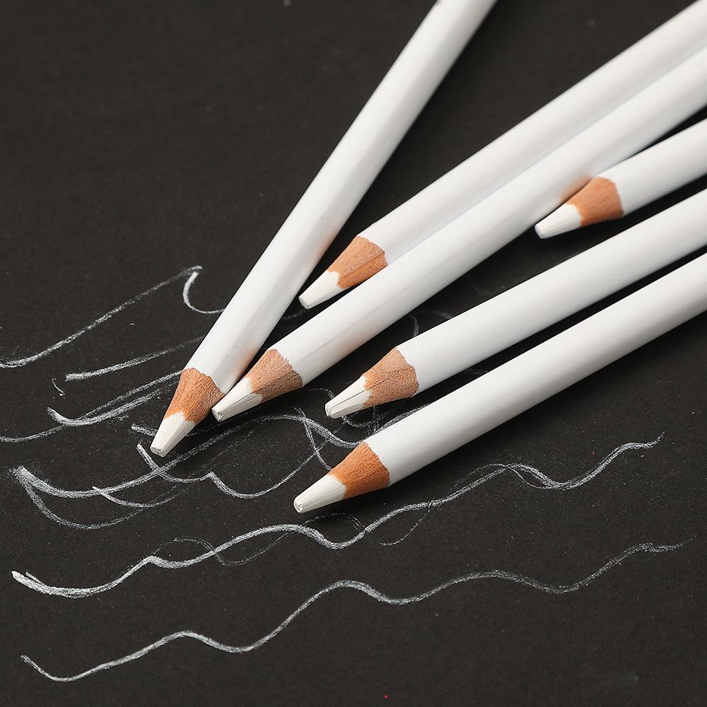 6 PCS White Charcoal Pencils Set Highlight Sketching Pencils Artists Bold White Charcoal Transparent Object Shading Art Supplies