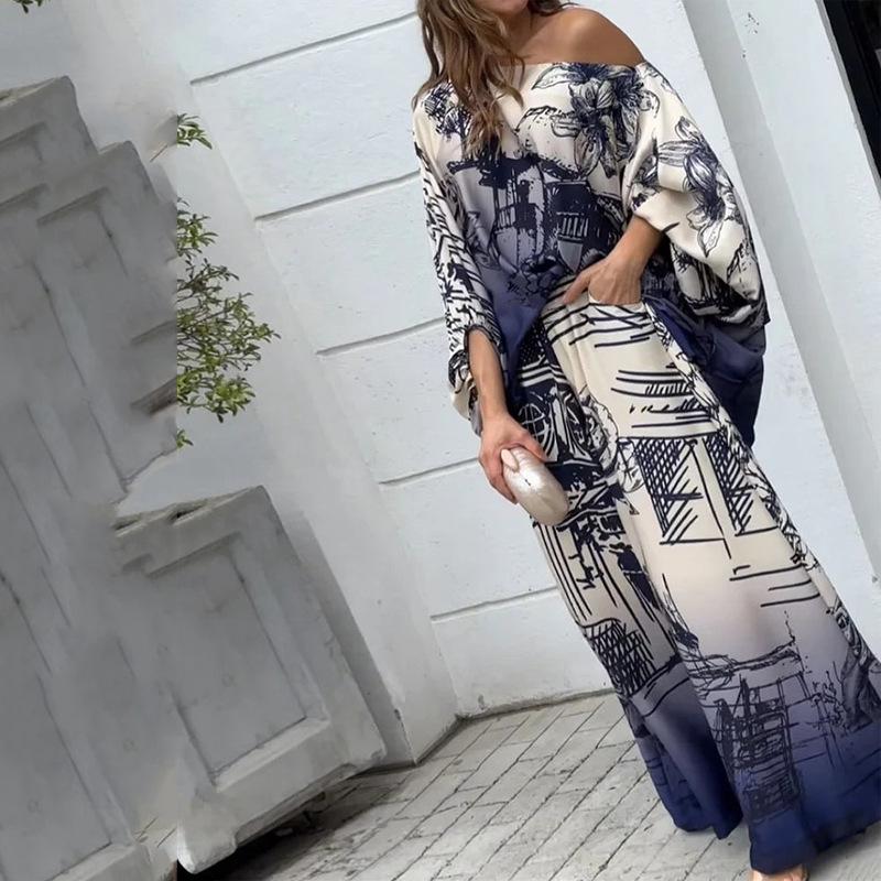 2023 Europäische & Amerikanische Damen Herbstmode Print Locker Zweiteiliges Set