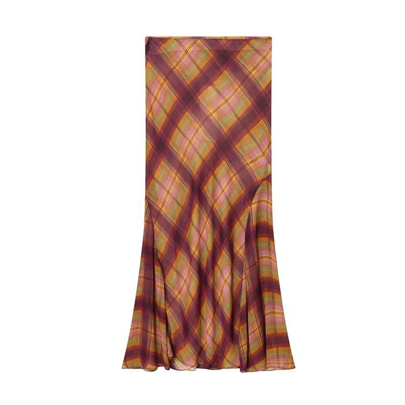 Za New Fall Women's Clothing 2025 Fashion Style Fashion Half-Length Gingham Mid-Waist Dress 8389037 605