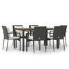 VidaXL Ensemble à dîner de jardin et coussins 7pcs Noir Résine tressée 3157966