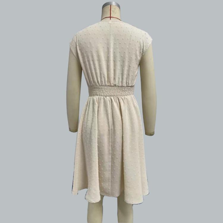 Kvinners Sommer Slim Fit Ermeløs Kjole Høy Midje A-Linje Blonder Utklipp V-Hals Strandferiekjole S-XL