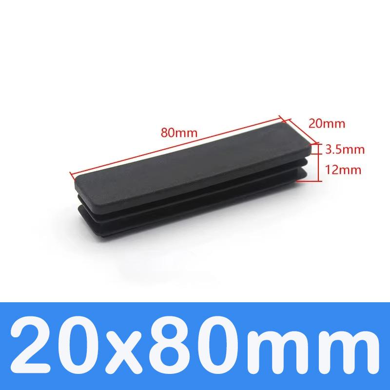 Rechthoekige Buis Dop Inzetstukken Zwart Plastic Afsluitdoppen 10x15mm-60x100mm Meubels Tafels Stoelen Voetdoppen