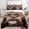 3-teiliges Anime-Otter-Herz-Schneeflocken-Bettwäscheset - Enthält eine Bettbezug und zwei Kissenbezüge (Kein Kern) - Polyesterstoff, Perfekt für Schlafzimmer