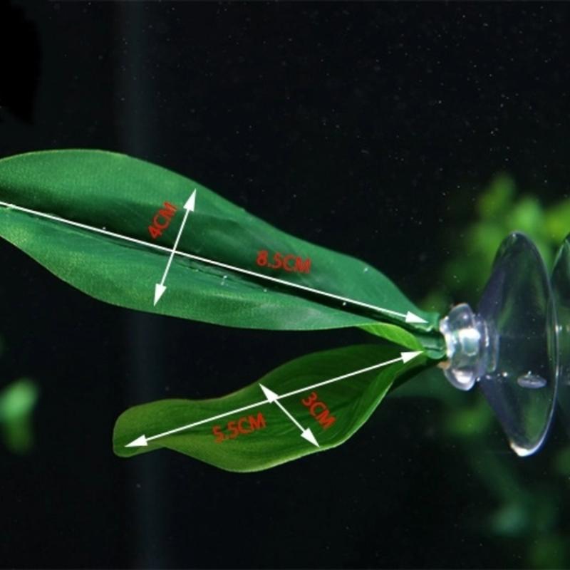 {MX} 1Pcs Fish Tank Fake Plants Green Leaf Hammock For Betta Fish Stress-Reducing Aquarium Decoration With Suction Cup