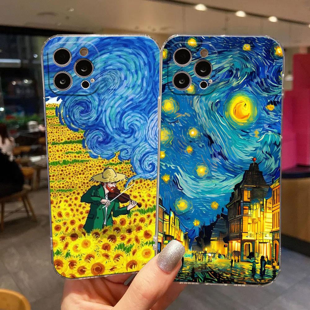 Van Gogh Starry Night Creative Print Phone Case for iPhone 17 16 15 14 13 12 11 Series Pro Max Plus Double Layer Protection