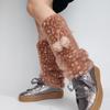 New Winter Faux Fur Plush Deer Leg Warmers Kawaii Furry Boots Socks Cover Punk High Boots Socks Performance Costume Leg Warmers