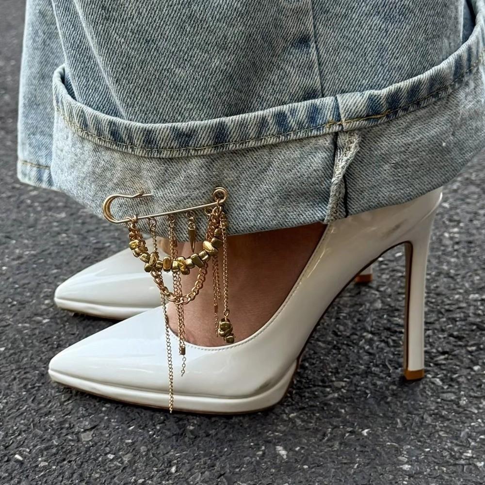 New Multi-Functional Chain Tassel Brooches Handmade Detachable Beaded Chain Pin Adjustable Clothes Accessory Women