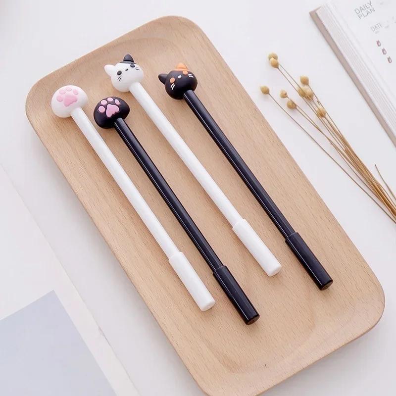 10pcs/batch Kawaii Cat Gel Pen Cute Claw Black Ink for Writing Stationery Office School Supplies Creative Student Drawing Pens
