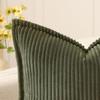 Green Corduroy Throw Pillow Covers 18x18 Inch Striped Decor Pillowcase for Living Room Bed Soft Couch Cushion Cover for Sofa