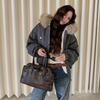 New plush cotton jacket with plush inside, retro big fur collar hooded warm short cotton coat.
