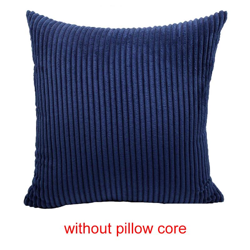 

1Pc Home Decor Supersoft Cushion Cover Bed Corduroy Living Room Decoration Striped Sofa 40X40CM Pillow Case 40*40cm темно-синий