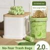 Green Printed Bags with Handles for Kitchen and Bathroom - Portable Garbage Bags for Household Use