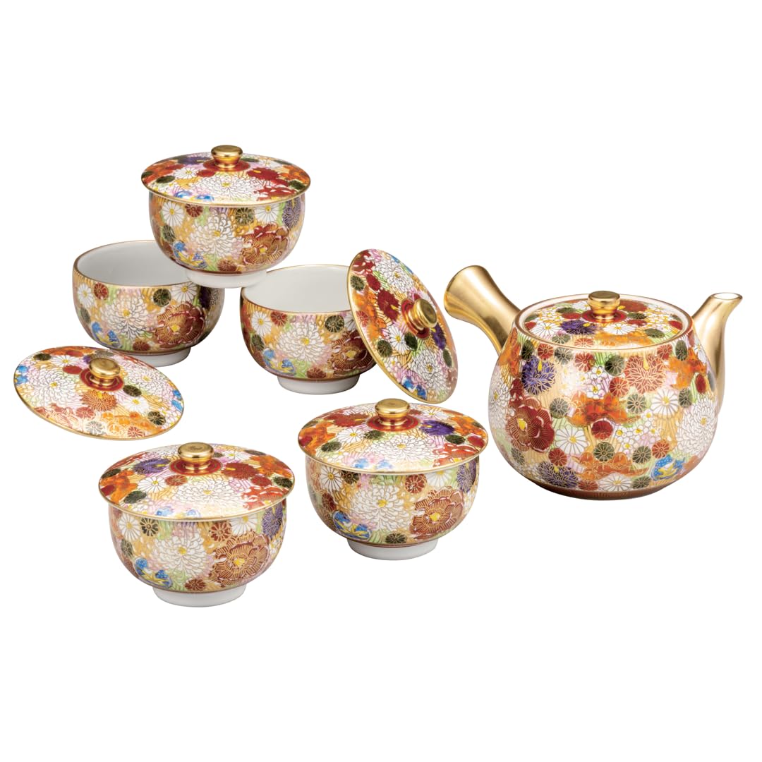 

Kutani ware Iwataya tea set with filling lid/flower K8-782