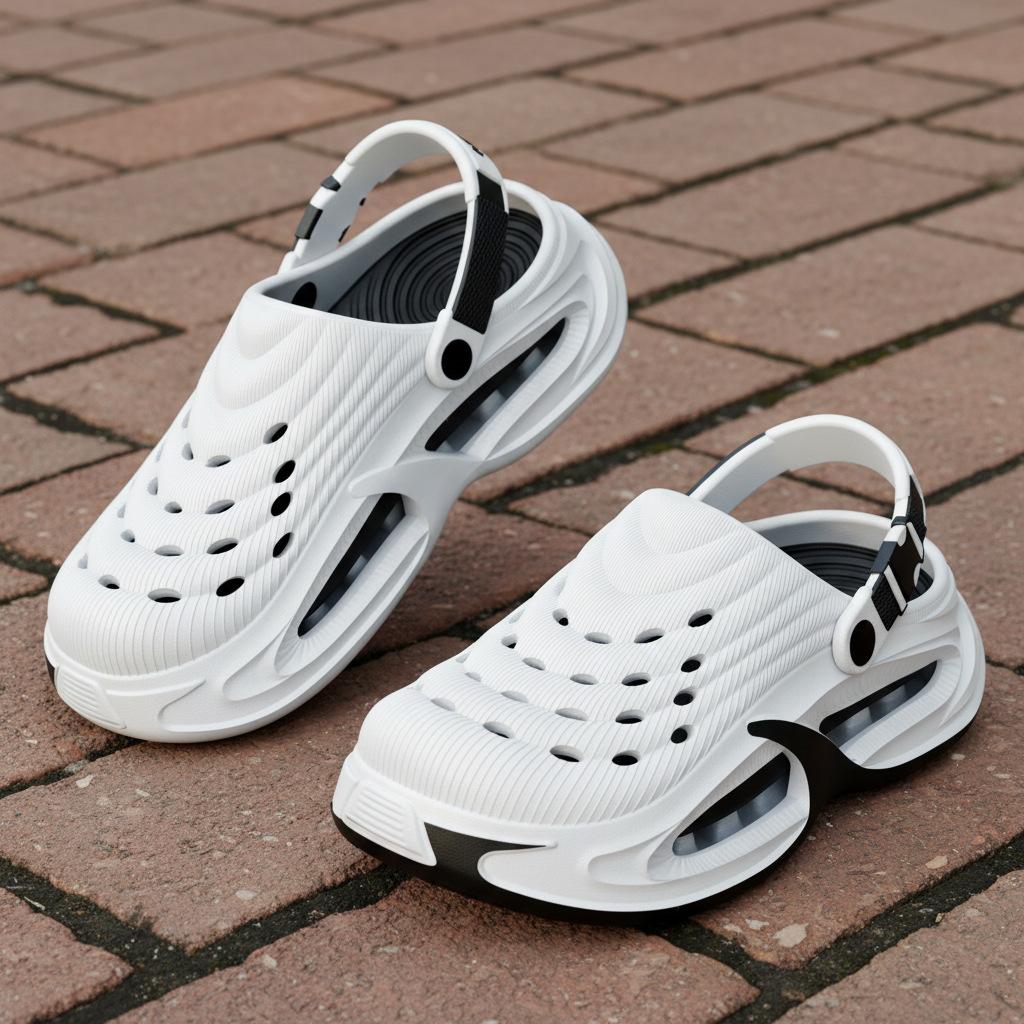 Men S Thick Sole Clogs Summer Outdoor Anti-Slip Wear-Resistant Deodorant Casual Driving Beach Sandals Slip-Ons Two-Wear Mules 38-39