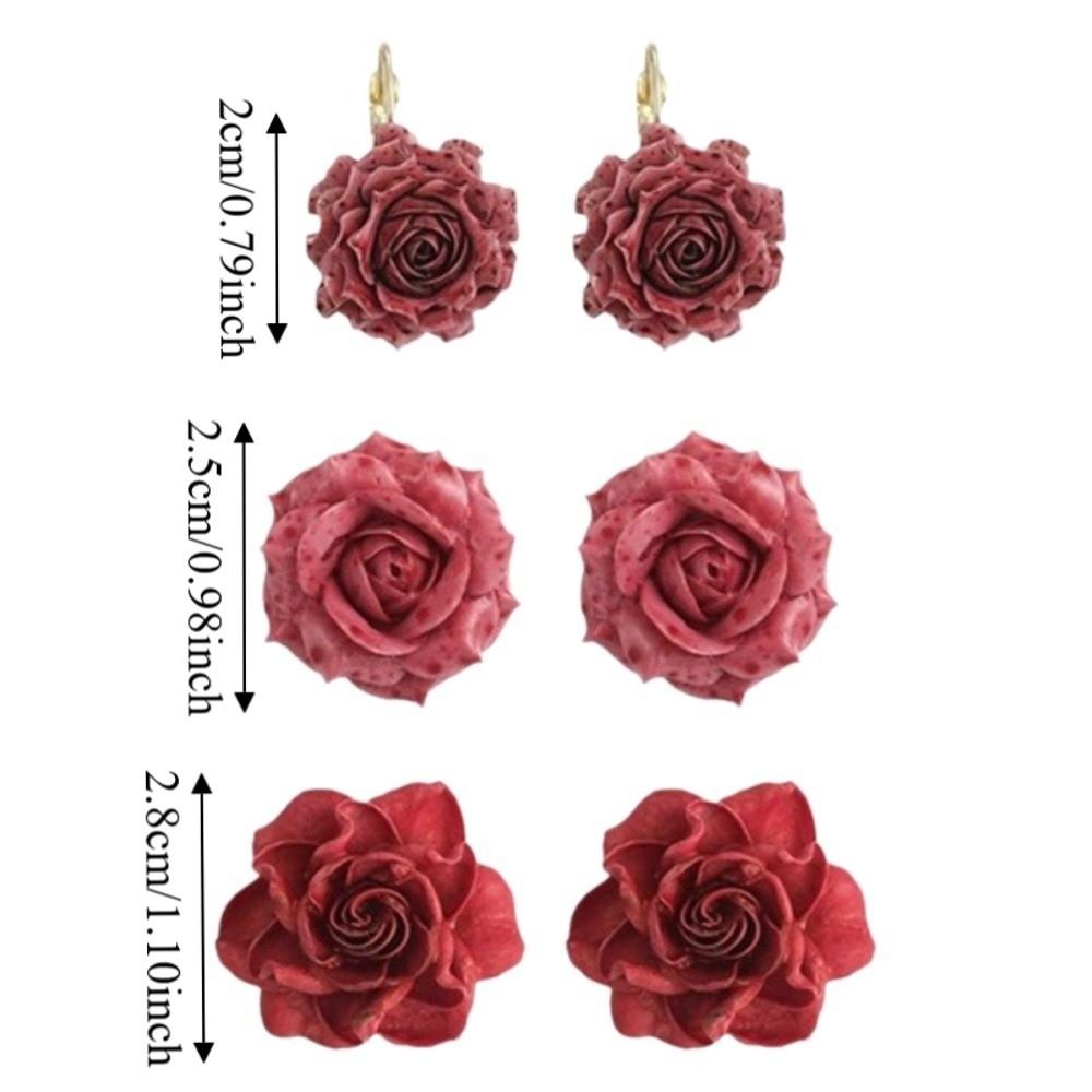 Retro Artificial Rose Earrings Resin Romantic Ear Hooks Preserved Flower Earrings Gift Giving