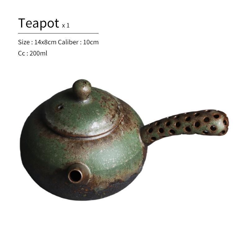 200ml Japanese Ceramic Teapot Kiln Change Green Retro Style Kung Fu Tea Set
