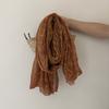 Retro Cotton and Linen Scarf Women's Solid Color Plaid Shawl Silk Scarf Warm Scarf