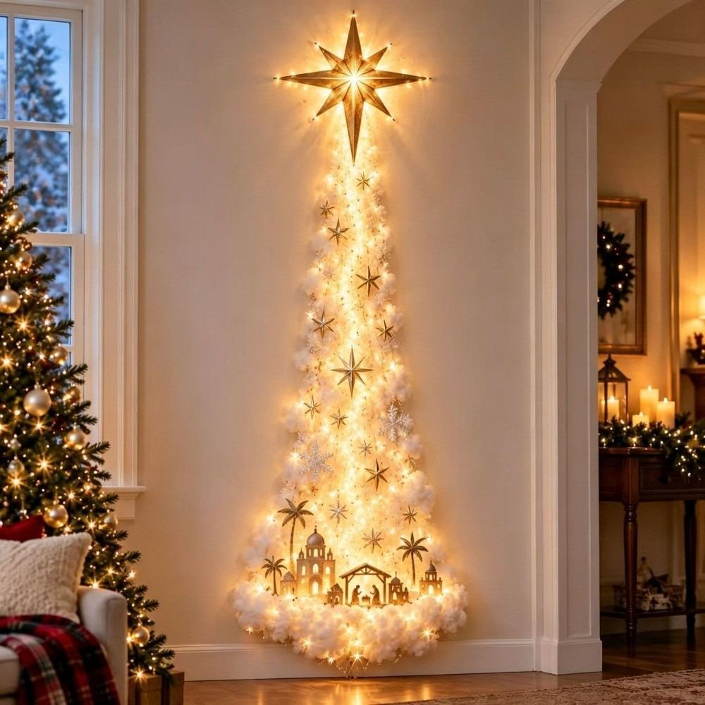 Wandmontierte Weihnachtsmagie-Pfad-Wandleuchte Schneepfad-Form Weihnachtsthema-Stil Beleuchtete Wanddekoration Warmweiße Lichter