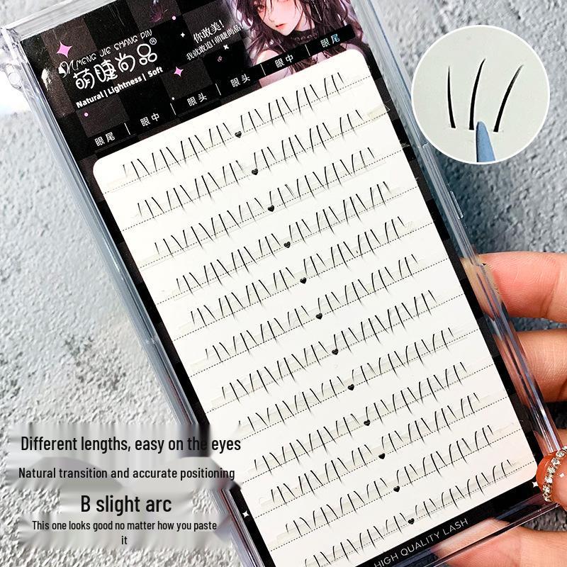 Moe Claw B Curl Transparent Stem Cluster False Eyelashes for Novice & On-Camera Style