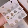 Elegant Zirconia Millet Pearl Stud Earrings with S925 Silver Needle - Exquisite Handheld Bouquet Design for Women