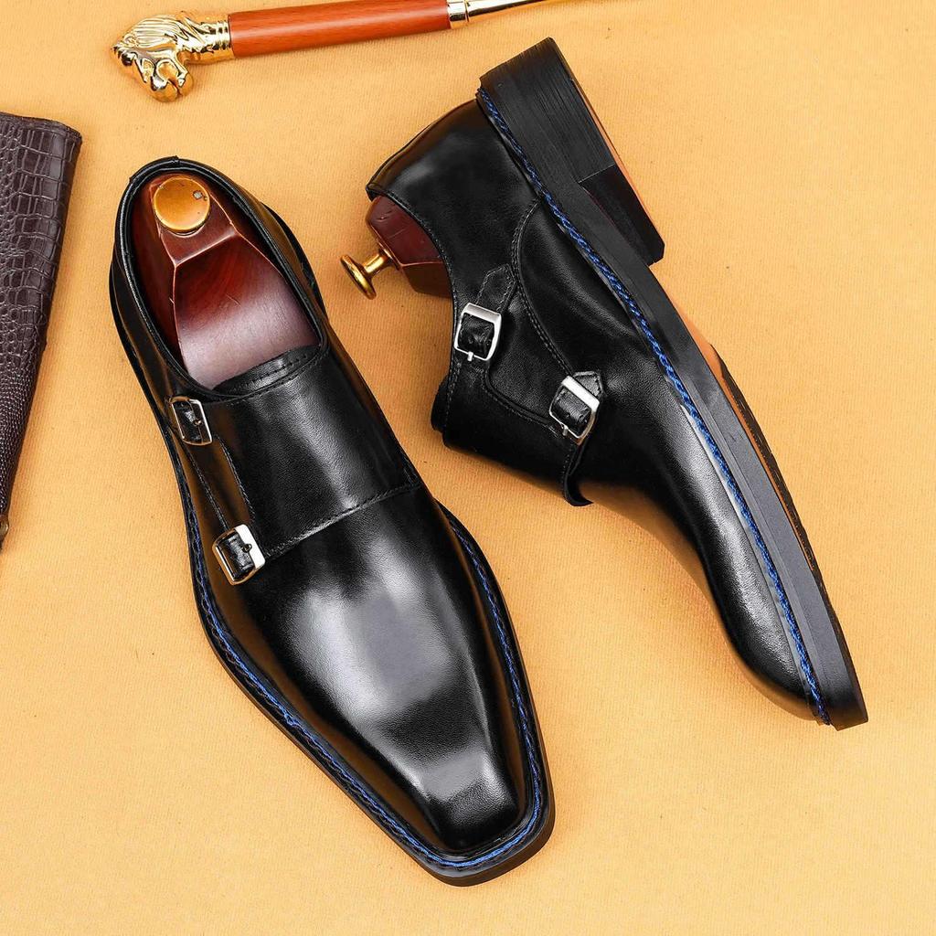 VIP Exklusiv: 2026 Herren Square Toe Monk Lederschuhe - Formeller Norweger-Welt-Stil