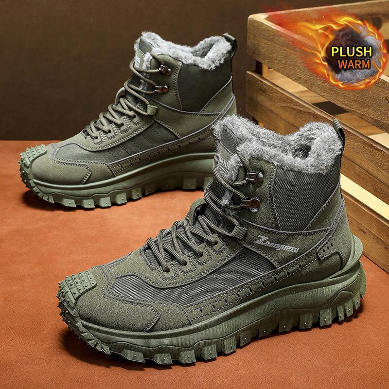 2026 New Winter Velvet Thickened High-top Boots Outdoor Functional Sports Hiking Boots Large Size Comfort Men Shoes Botas Hombre