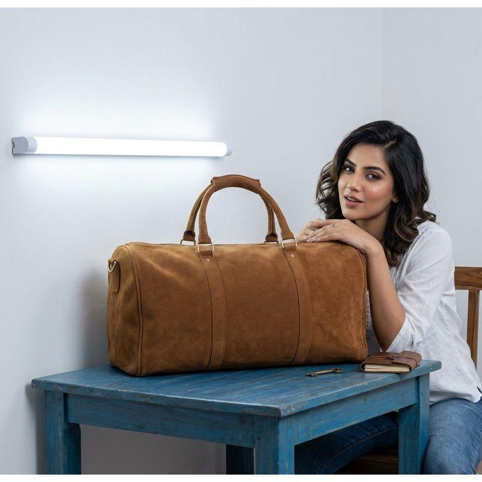 Personalized Cowhide Leather Duffel Bag: Weekender Travel Bag