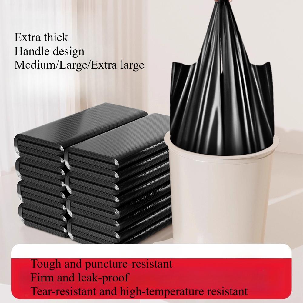 Extra-Thick Vest-Style Garbage Bags | Medium-Large Size Black Trash Bags for Home Kitchen Bathroom | Heavy-Duty Portable Household Waste BagsRQSL-001