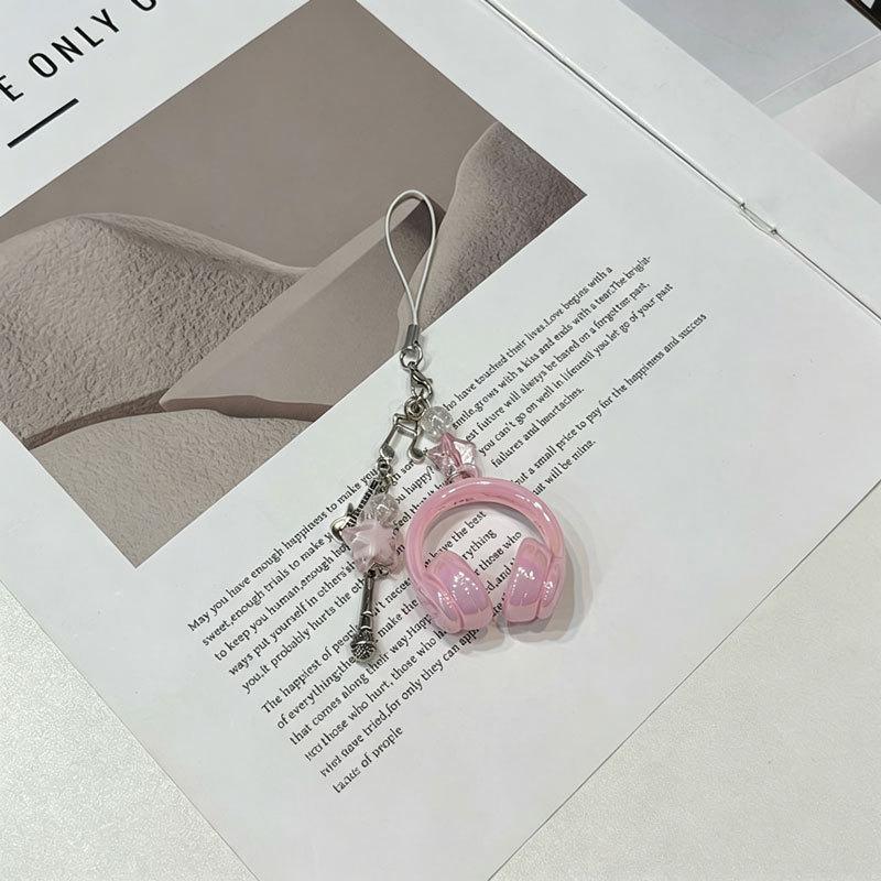 Ins Wind Music Earphones Modeling Mobile Phone Chain Personalized Backpack Pendant Music Note Keychain Creative High Value Pendant
