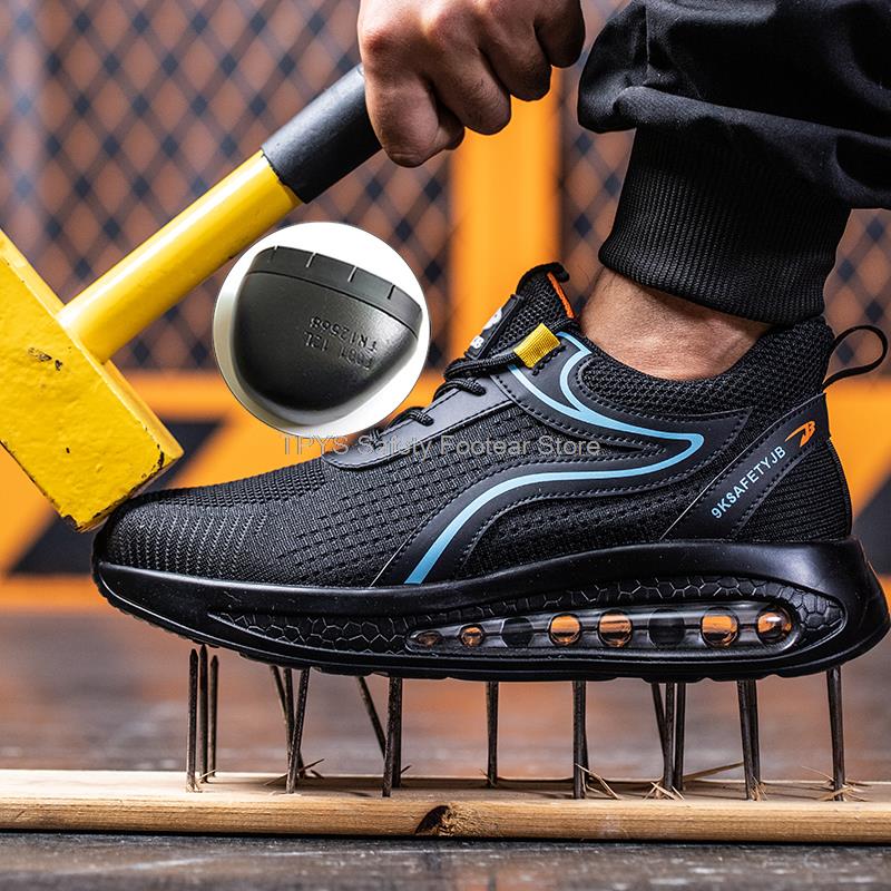 Pantofi de siguranță cu design nou-nouț pentru bărbați, cu perne de aer, pantofi cu vârf de oțel, anti-punctură, cizme de siguranță pentru muncă, pantofi industriali pentru bărbați