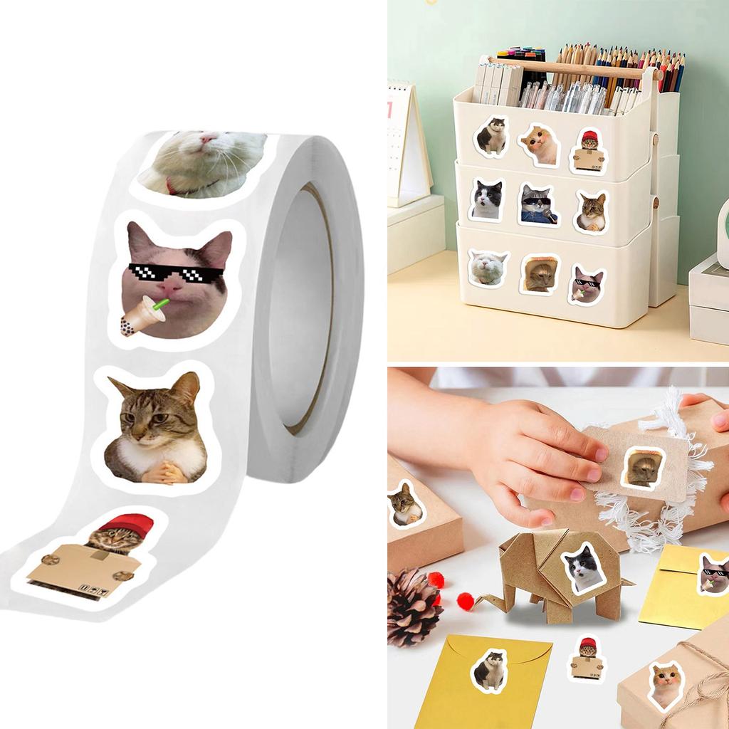 500Pcs Animal Cats Decorative Stickers for Scrapbooking Photo Album Self Adhesive Sealing Labels for Chritstmas Wedding
