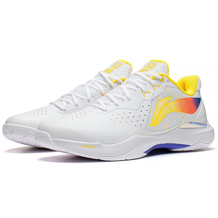 New LiNing Thunder Series Anti Slip Wear Resistant Low Top Badminton Shoes Unisex Standard White AYAS018-3