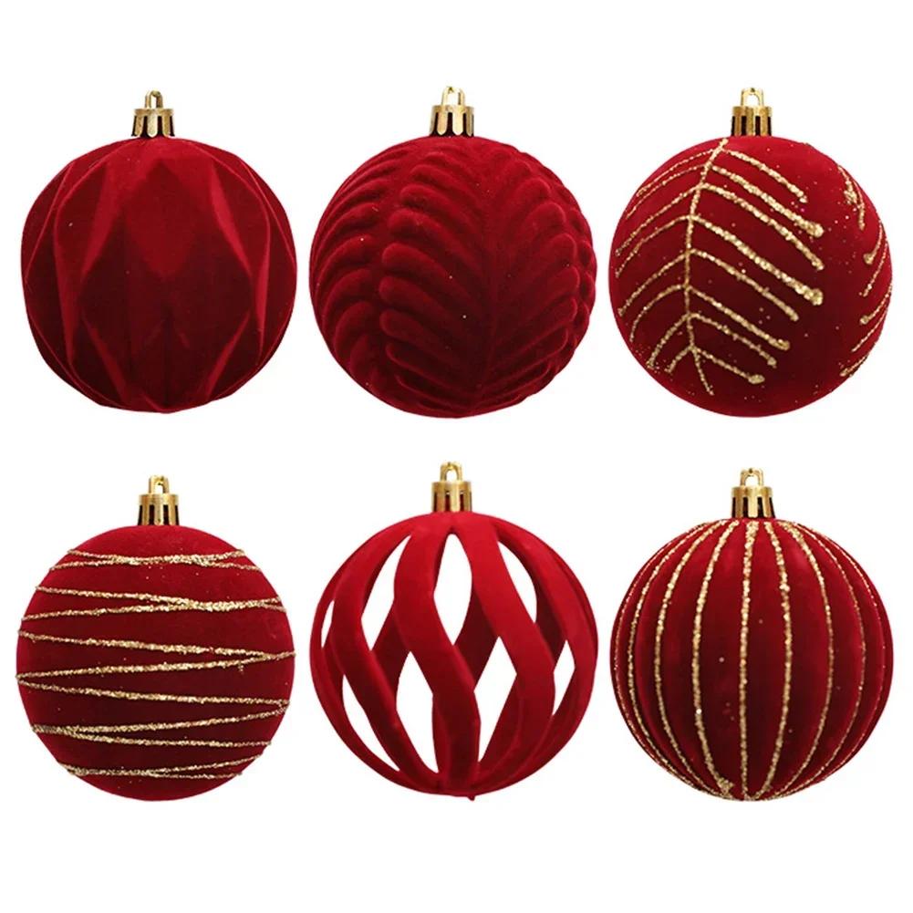Christmas Party Decor Festive Tree Decor Wine Red Green Ornaments Garden Wedding Decorations Hanging Loop Design