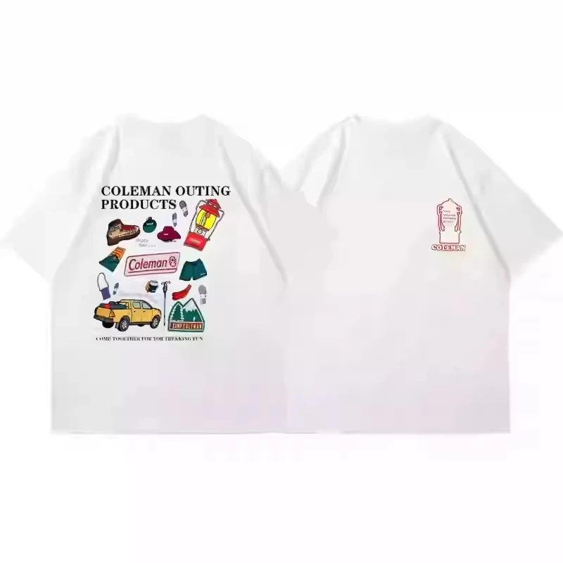 Coleman Fashion Brand Short Sleeve T-shirt Men 2025 New Outdoor Camping Short Sleeve Cotton Casual Loose Men and Women