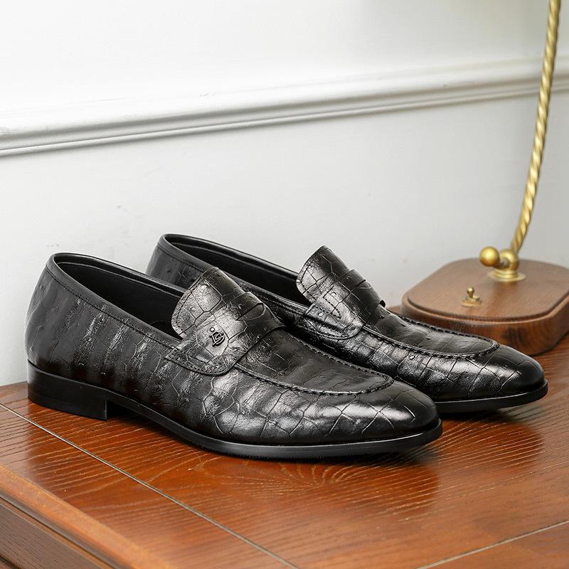 Desai Casual Loafers First Layer Cowhide Breathable Business Leather Shoes Rubber Solid Wood And High-End British Leather Shoes