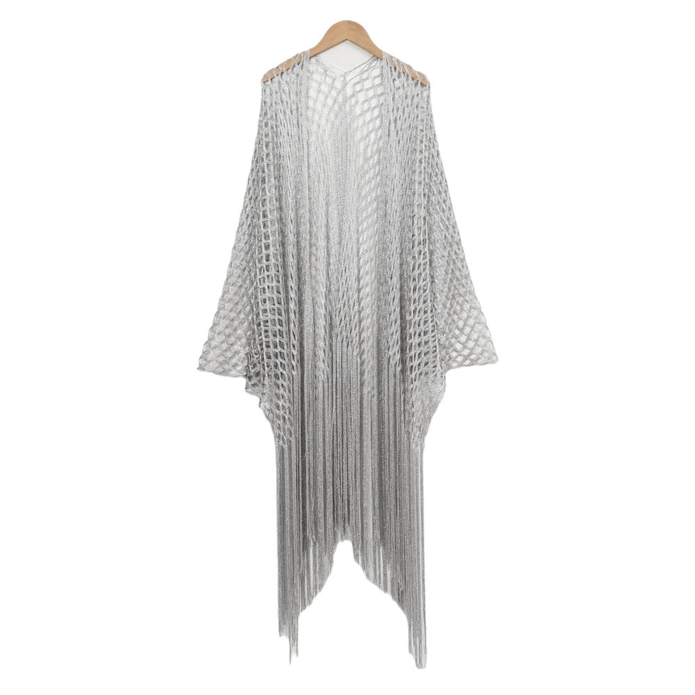 Hollow Summer Scarf V-Neck Cardigans Wedding Bridal Shawl Fashion Evening Prom Cape Cosplay серебряный