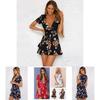 Womens Boho Floral Chiffon Summer Party Dress Elegant Short Mini Sundress For Beach And Evening Wear