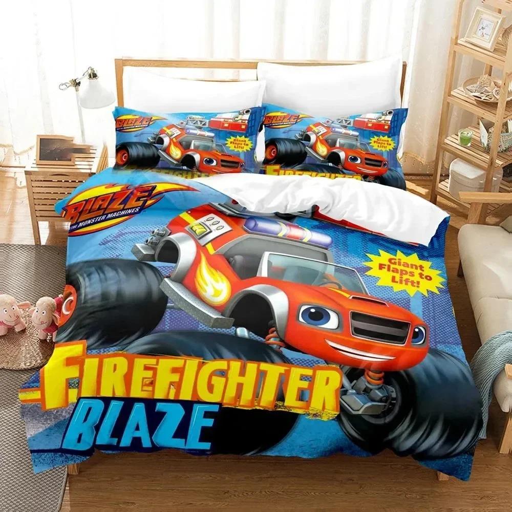 Cartoon B-Blaze Monster Machines Speed Bedding Set Boys Girls Twin Queen Size Duvet Cover Pillowcase Bed Kids Adult