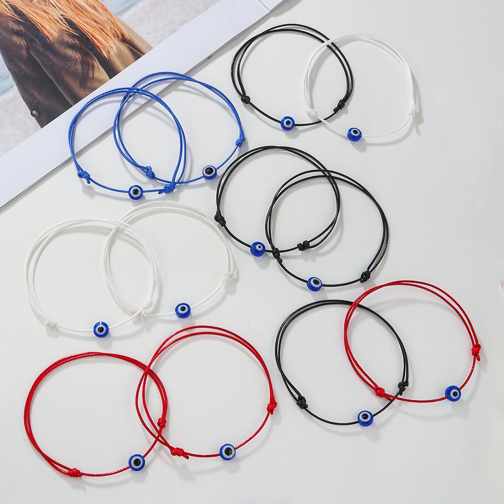 Vintage Style Evil Eye Handwoven Bracelet Set For Couples And Friends