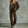 Women's Casual Loose Fit Long Sleeve Top and High Waist Pants Two Piece Set for Everyday Wear