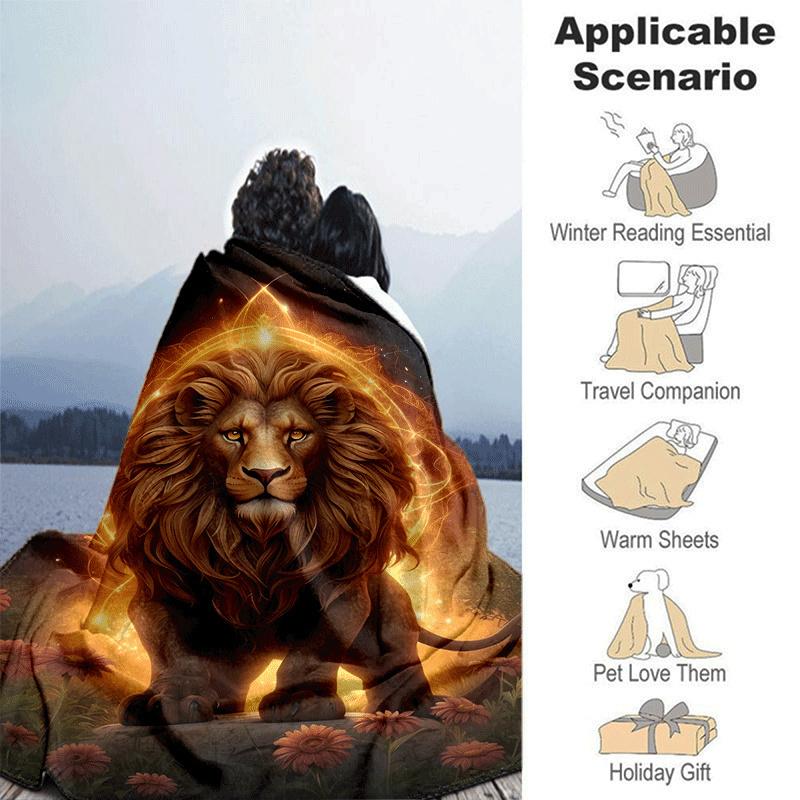 1 Stück leichte Flanelldecke mit Löwendruck, Bequeme und warme Decke, für Sofa, Bett, Couch, Büro, Geeignet für Geschenkdecken