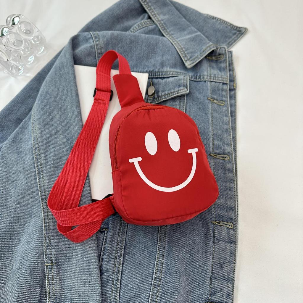 Smiley Face Cute Crossbody Chest Bag for Kids - Cartoon Stylish Single Shoulder Bag