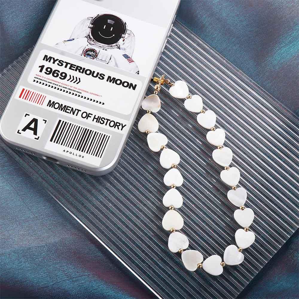 Heart Simple Shell Beaded Key Chain Mobile Phone Chain Phone Strap Phone Charm Mobile Phone Lanyard