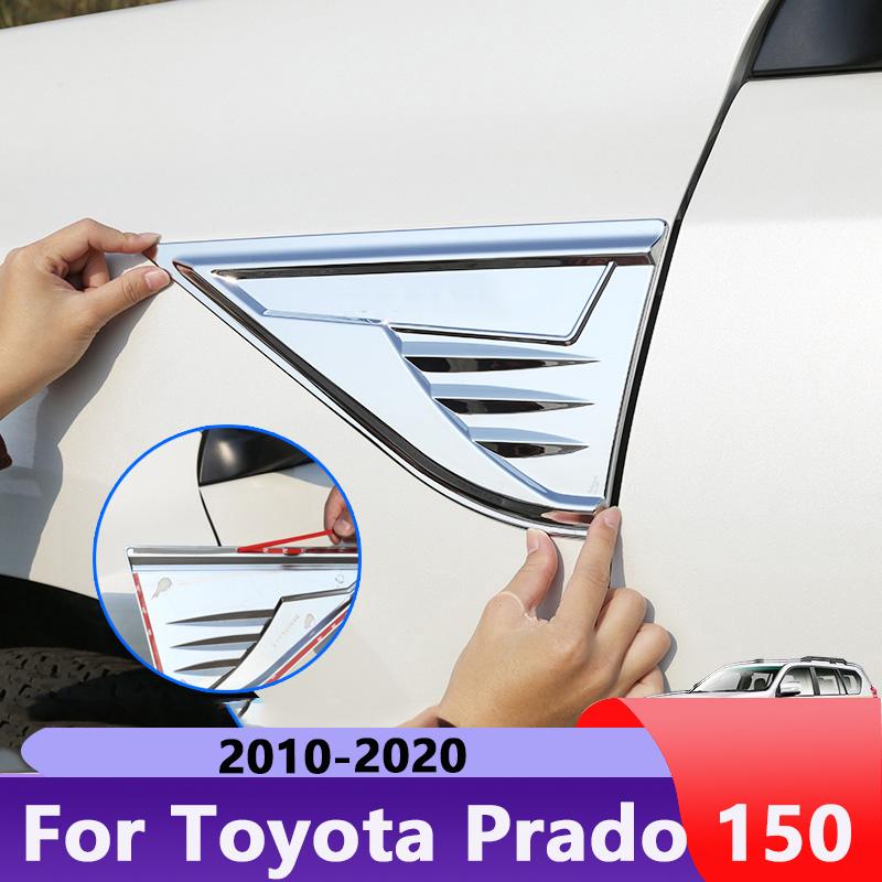 For Toyota Land Cruiser Prado FJ150 2018 ABS Car Front Fender Engine Side Air Vent Cover Trim Shark Gills Vent Sticker