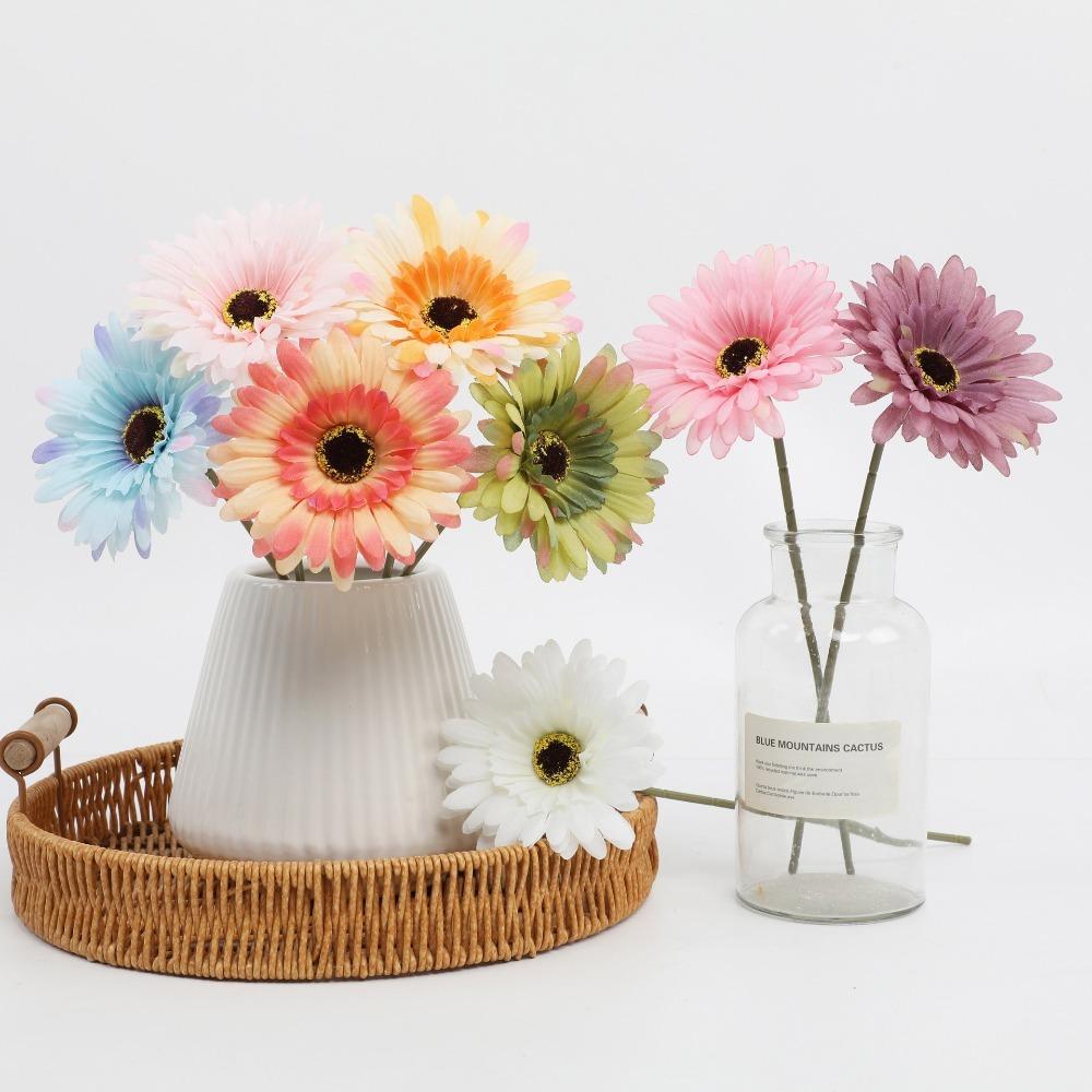 6Pcs Artificial Silk Gerbera Flowers Bouquet Home Table Decor Fake Daisy DIY Photo Props Floral Arrangements Wedding Decoration