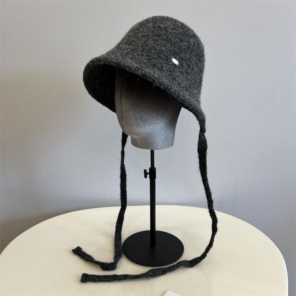 Wool Blend Fisherman Hat Knitted Woolen Basin Hat New Girl's Hat  Autumn Winter