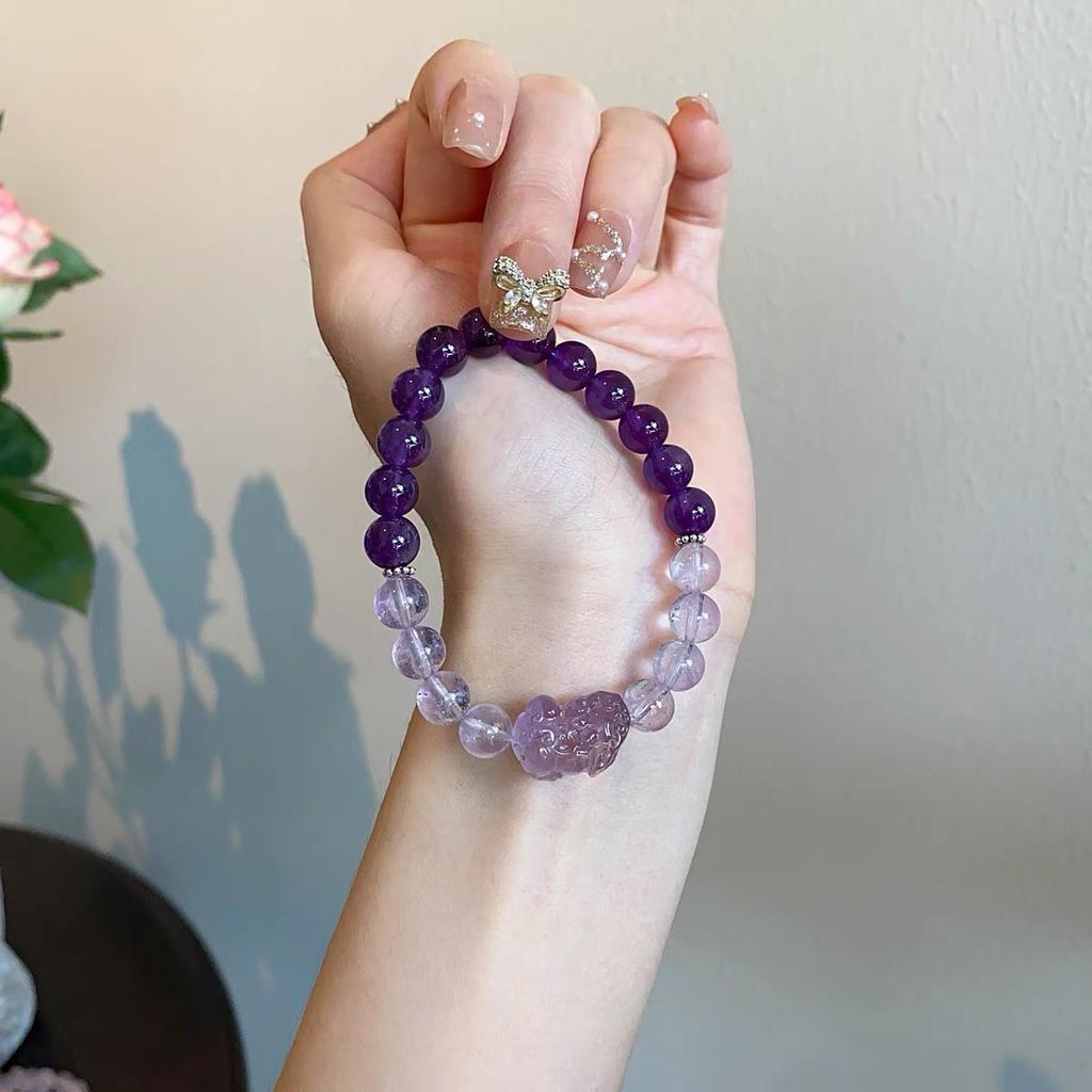 Originaler natürlicher uruguayischer Amethyst-Armband, Amethyst Pixiu-Armband, leichter Luxus-Mode, beliebt bei japanischen und koreanischen weiblichen Livestreamern