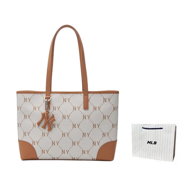 New MLB Polyester Tote Bag, Shopping Bag, Handbag, Shoulder Bag Unisex Cream 3AORL014N-50CRS